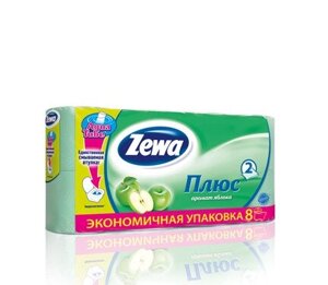 Туалетная бумага Zewa Plus Зеленое Яблоко 2-х сл 8рул 23м х12