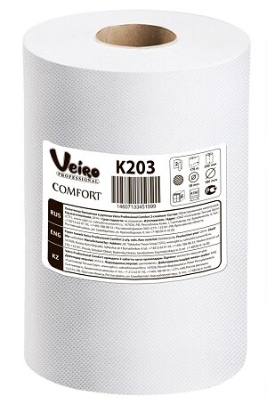 VEIRO Professional Comfort-Матик арт К203 Полотенца белые в рулонах 2-сл 170м х6 от компании Арсенал ОПТ - фото 1