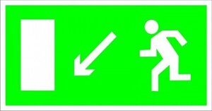 Знак Эксклюзив E08 Направление к эвакуационному выходу налево вниз (размер 300х150) светоотражающий
