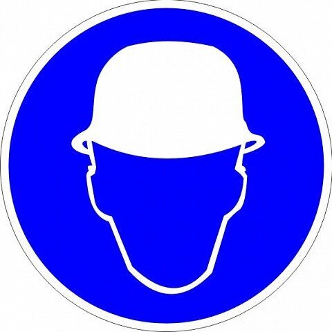 Знак Эксклюзив M02 Работать в защитной каске (шлеме) (размер 200х200) на пластике от компании Арсенал ОПТ - фото 1