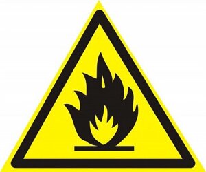 Знак Эксклюзив W01 Пожароопасно. Легковоспламеняющиеся вещества (размер 200х200) на пластике