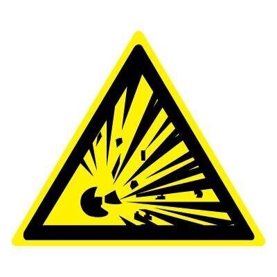 Знак Эксклюзив W02 Взрывоопасно (размер 200х200) фотолюминесцентный от компании Арсенал ОПТ - фото 1
