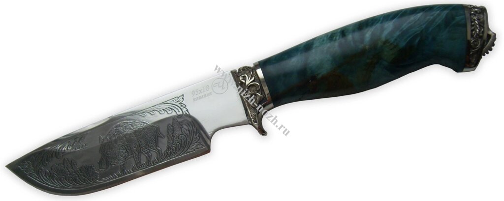 Нож `Егерь` кованая сталь 95х18, сувель, стабилизация древесины ##от компании## ООО "А2" - ##фото## 1