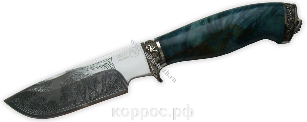 Нож `Егерь` кованая сталь 95х18, сувель, стабилизация древесины от компании ООО "А2" - фото 1