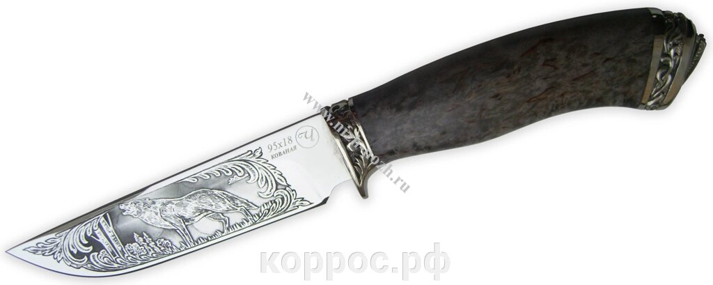 Нож `Клык` кованая сталь 95х18, кап, стабилизация древесины от компании ООО "А2" - фото 1
