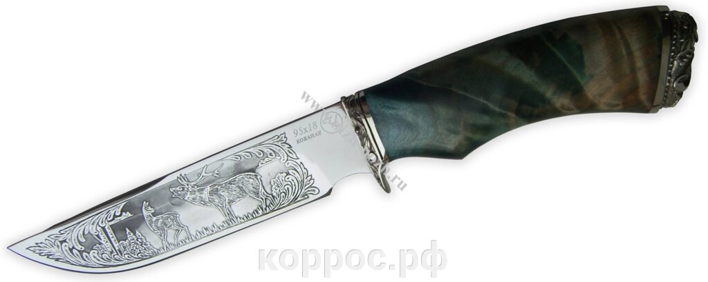 Нож `Лань` кованая сталь 95х18, сувель, стабилизация древесины от компании ООО "А2" - фото 1