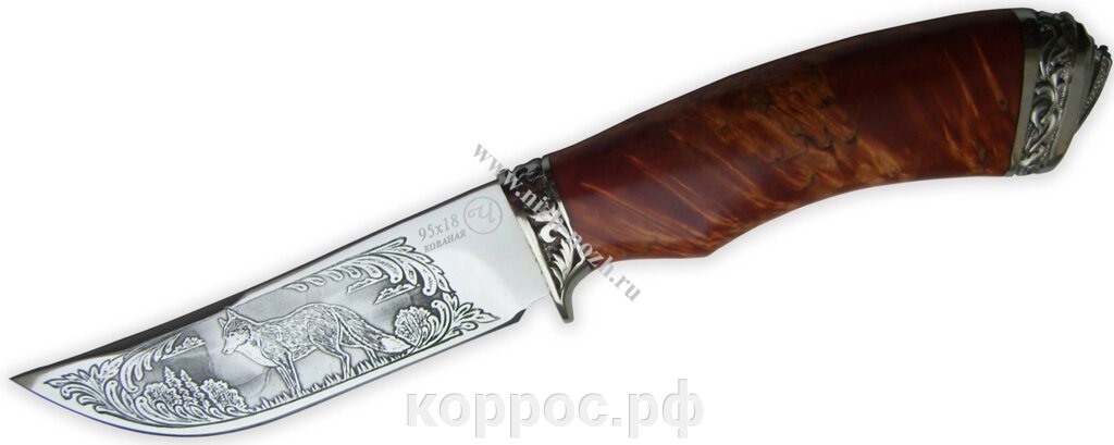 Нож `Лиса` кованая сталь 95х18, кап, стабилизация древесины от компании ООО "А2" - фото 1