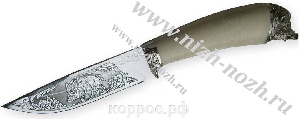 Нож `Охотник` кованая сталь 95х18, рог, мельхиор от компании ООО "А2" - фото 1