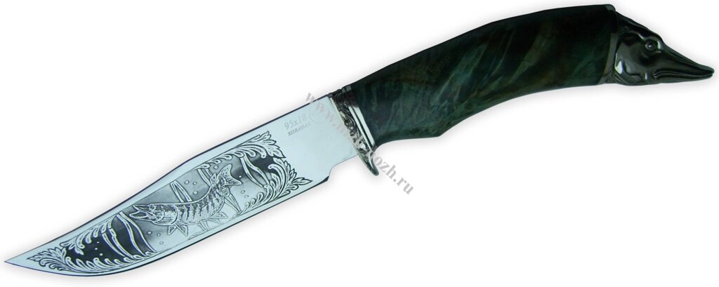 Нож `Щука-2` кованая сталь 95х18, сувель, стабилизированная древесина ##от компании## ООО "А2" - ##фото## 1