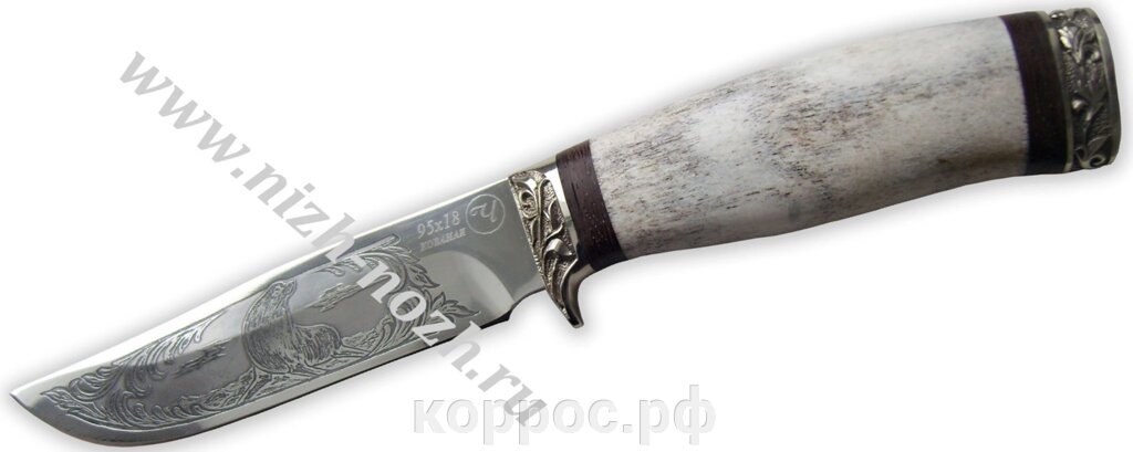 Нож `Тюлень` кованая сталь 95х18, рог, мельхиор от компании ООО "А2" - фото 1