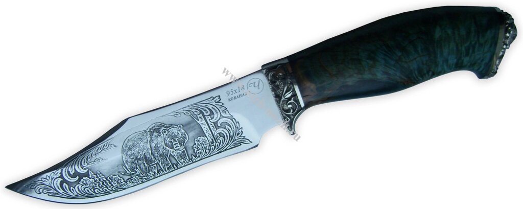 Нож `Витязь` кованая сталь 95х18, сувель, стабилизация древесины ##от компании## ООО "А2" - ##фото## 1