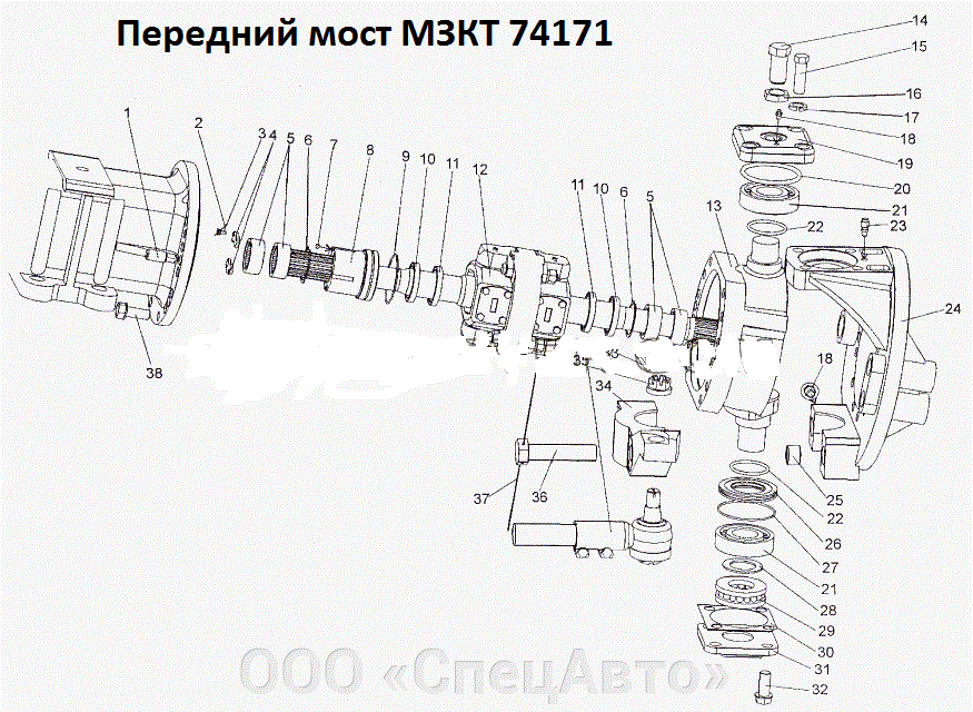 Стакан 652511-2304130 для Поворотного устройства переднего моста МЗКТ-74171