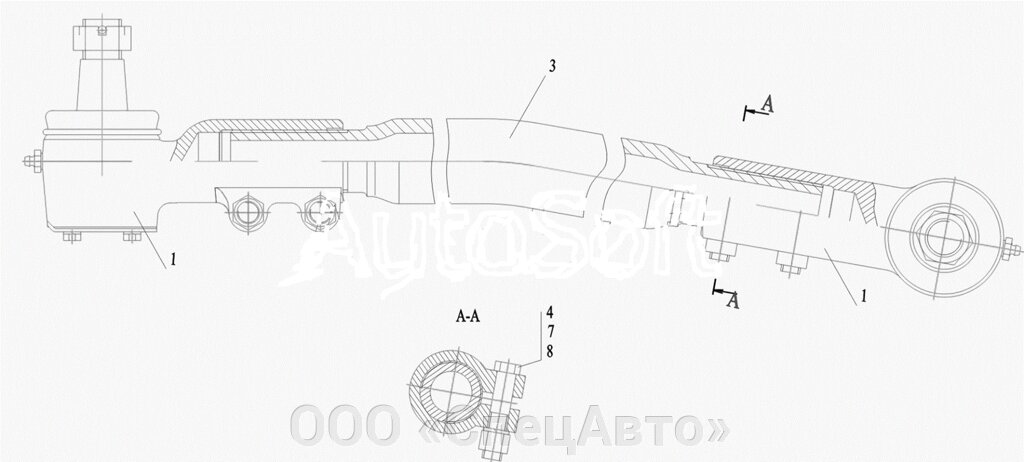 Тяга продольная нижняя Н/О ( L-947 мм.) 6516V8-3003098-000 от компании ООО «СпецАвто» - фото 1